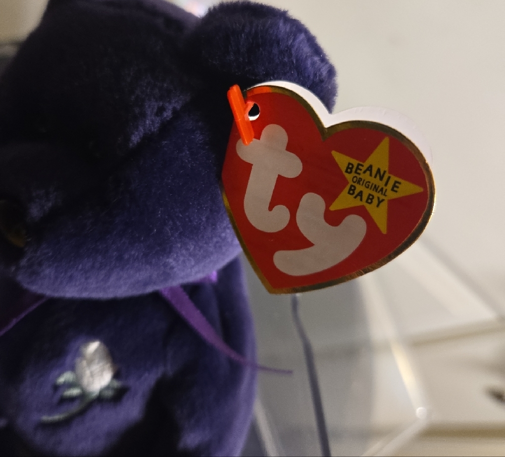 TY Princess Purple Plush Bear w/ Plastic Case Extremely Rare - Picture 7 of 12